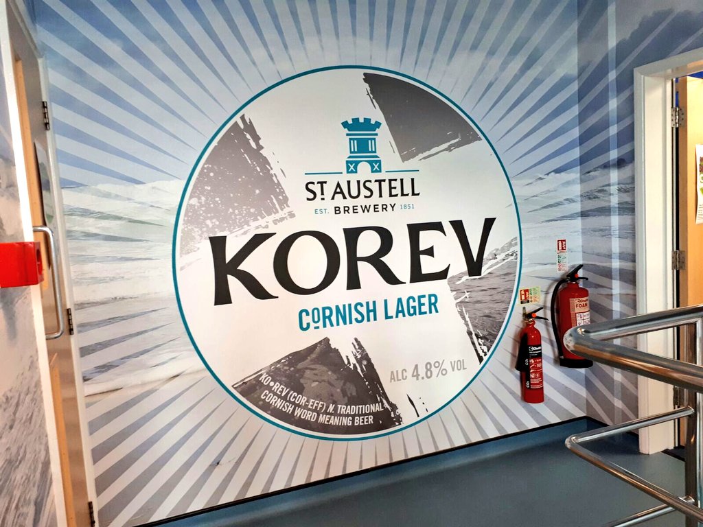 CornwallSigns's tweet photo. The new branding for @KorevLager now proudly sitting at @StAustellBrew #CDC #printablewallpaper https://t.co/JV9OfyCPT9