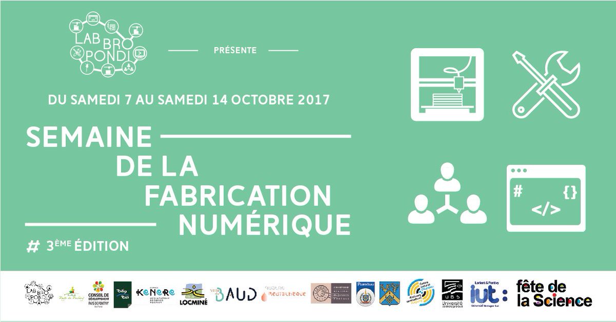 La semaine de la fabrication numérique revient au Pays de Pontivy pour sa troisième édition!!!
lc.cx/cRch