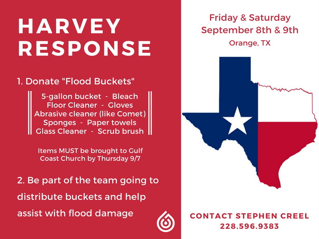 GCChurch_'s tweet photo. Here's how you can help #HurricaneHarvey relief! Donations due by Thursday, Sept 7.  Or visit https://t.co/slbLQ2Avl4 to donate $$! https://t.co/c9DatmzzRh