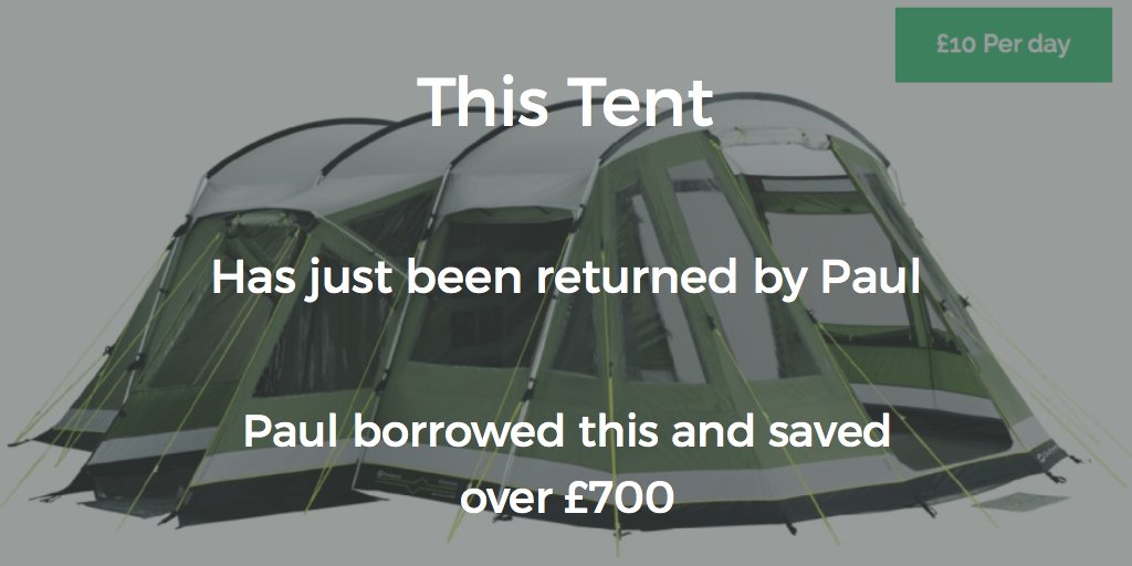 MattDredger's tweet photo. This tent has just been returned by Paul and he saved of £700, come and join us and start earning/saving https://t.co/1LvoBQhDJD https://t.co/AKK6L9JM2h