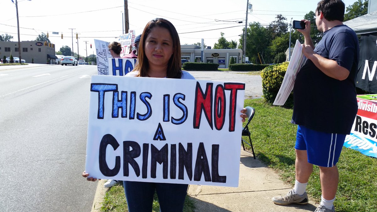 IndivisibleGCo's tweet photo. Standing with DACA recipients and rejecting hate today!  #TuesdaywithoutTillis  #DefendDACA #HereToStay #IndivisibleHighPoint #rejecthate https://t.co/xQgtQT2l0i