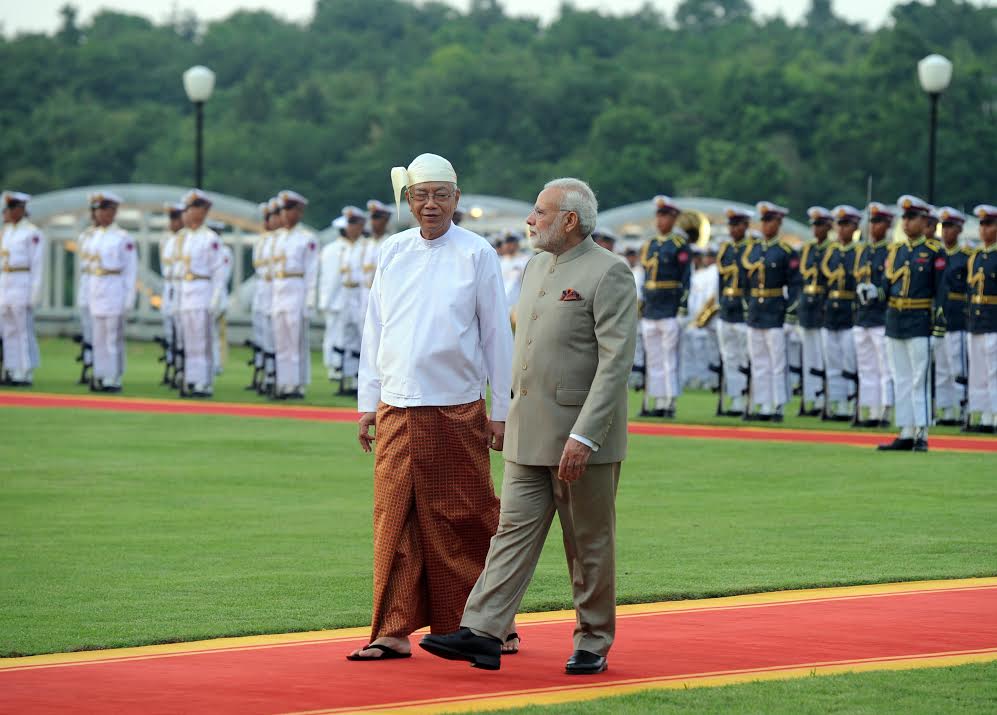 Some glimpses from the ceremonial welcome in Myanmar earlier today.