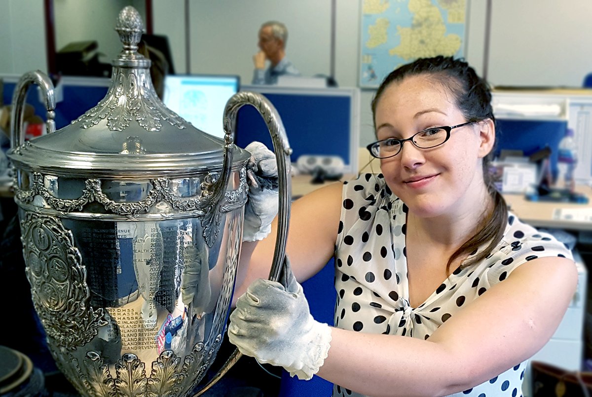 CSSC_Official's tweet image. Jenny is polishing the Queensborough Trophy, ready for the Athletics Committee to collect for the Track&amp;amp;Field Champs in Manchester tomorrow!
