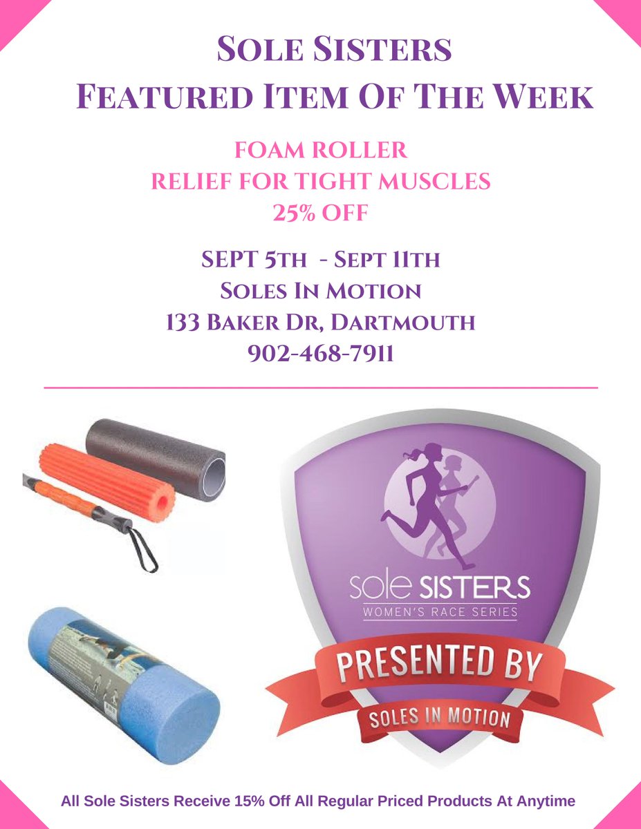 SoleSistersRace's tweet photo. The @SolesInMotion_ FEATURED ITEM OF THE WEEK is a foam roller, 25% off, you are welcome. #solesinmotion #solesisters https://t.co/zXZwnAGBQ4