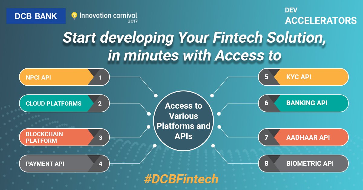 DCBHackathon's tweet photo. Start developing your #Fintech solution, in minutes with access to various Platforms and APIs.
#DCBHackathon Apply https://t.co/cSqbAUzkq5 https://t.co/zPERi93Sqy