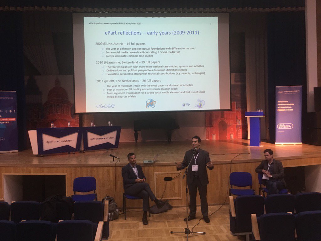 tambouris's tweet photo. @DrPanPan makes a historic review of #eparticipation research here at ePart panel #epart2017 https://t.co/4fr79HdRAj