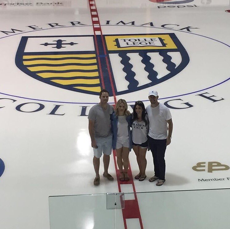 Merrimack_MIH's tweet photo. It was great having 2011 Captain @cbarton23 back in the building Friday checking all the updates at Lawler! #MackProud https://t.co/IsoBBKQ7nV