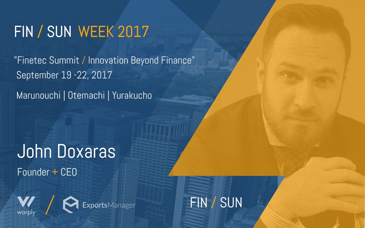 Warply's tweet photo. Warply proudly participates at "Fin/Sum Week 2017",Tokyo Japan! Meet you there! https://t.co/HiPtKbEbew #fintech #innovation https://t.co/92vP9EfLeW