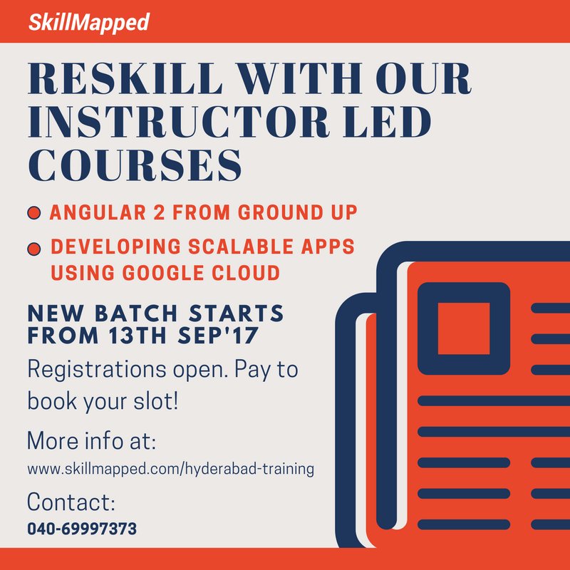 skillmapped's tweet photo. #Reskill with our #instructor led #courses.
https://t.co/L1UXdv3kKJ
#AngularJS #GoogleCloud #Typescript #InHouseTraining #SkillMapped https://t.co/P0S1IswOA6
