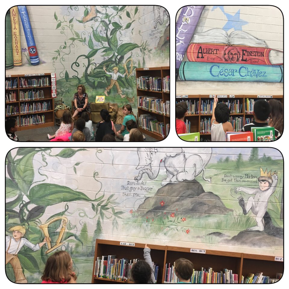 fssdPGES's tweet photo. Students have been wowed when they entered the library today. Ask your child how the new mural made them feel. https://t.co/odYkJt1a2j