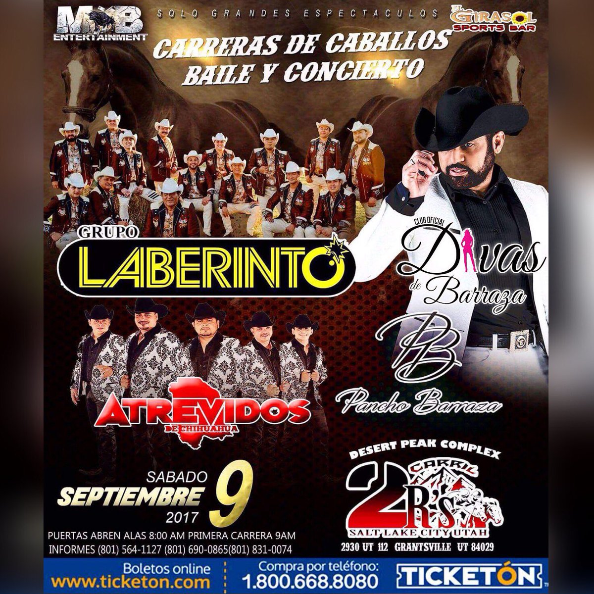 BereNiCeConSeLA's tweet photo. Próximo Sábado 09 de Sept. @panchobarraza20 presente en #DesertPeakComplex en #SaltLakeCity #Utah
¡No te lo puedes perder!
@DivasDeBarraza https://t.co/EpMw3YkLLa