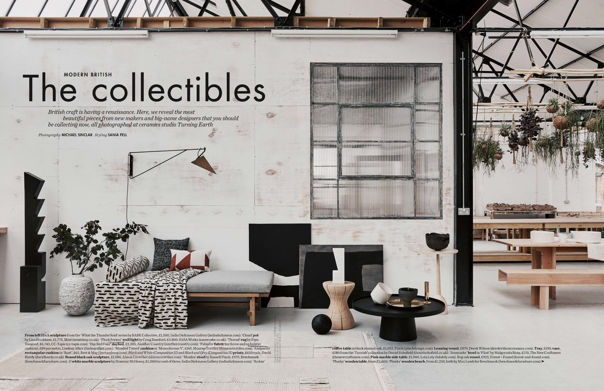 FlowGallery's tweet photo. Love the styling by @SaniaPell in oct17 issue of @ELLEDecoUK. The Collectibles, about modern British Craft. Featuring Lisa Stockham's Pots. https://t.co/PGasbouNKS