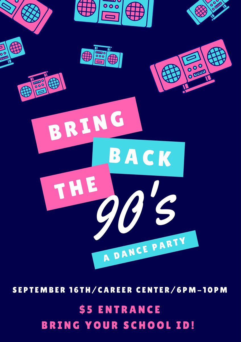 It's going to get crunk at "Bring Back the 90's" Saturday 9/16 @ the Career Center. Wear your fly 90s gear! $5 and school ID required