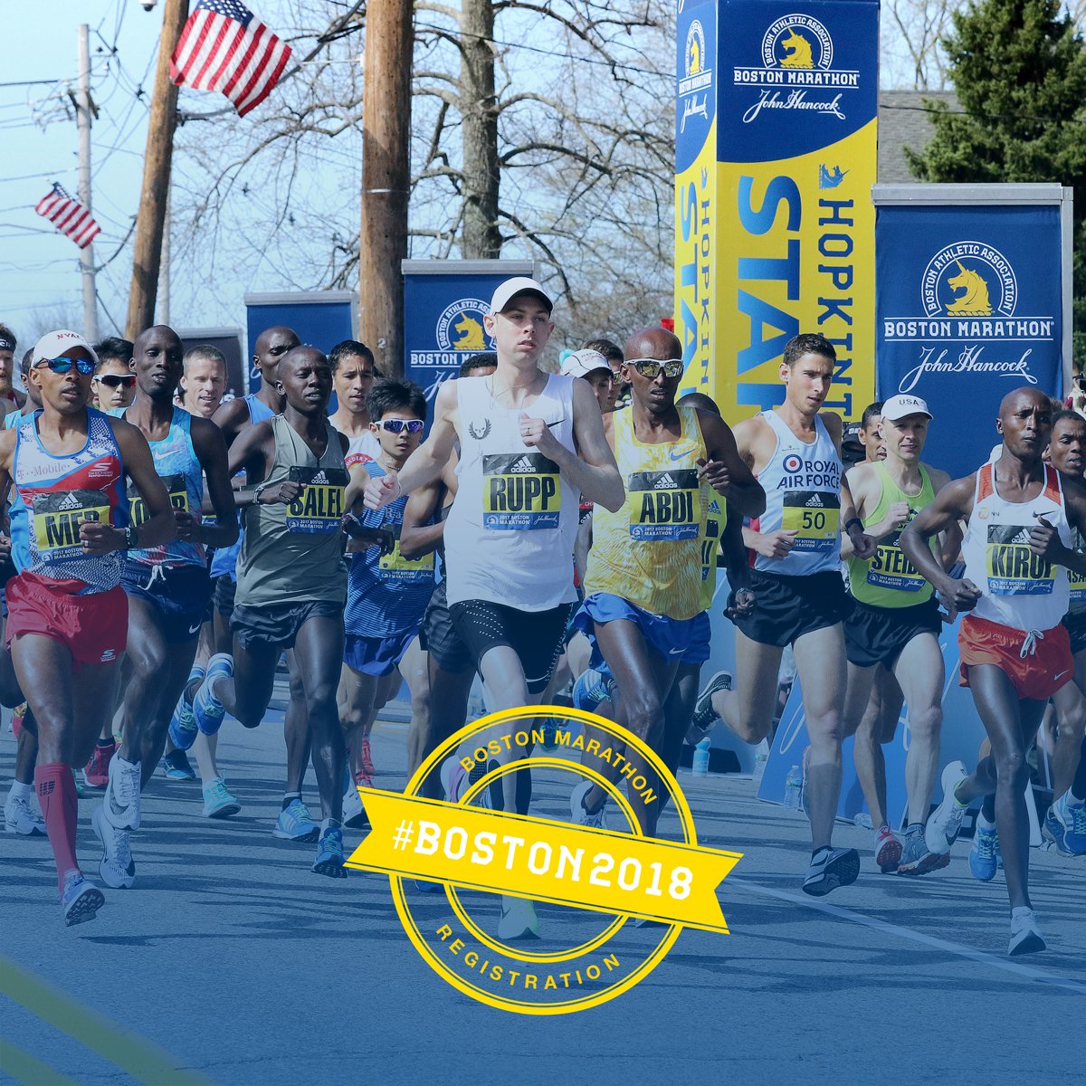 bostonmarathon's tweet photo. 2018 #bostonmarathon registration for runners opens next Monday at 10am ET! Find out when you can register: https://t.co/zxSopnIqPr https://t.co/oXfxUlDI1Y