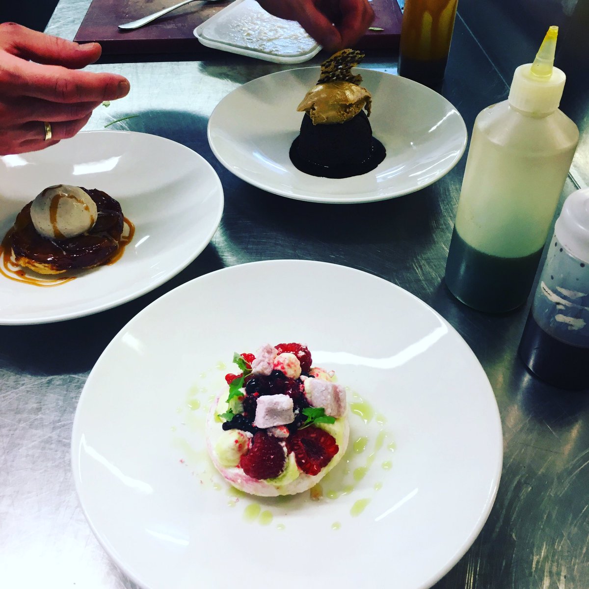 Plating up for a tasting <a href="/swanabout/">Swan About</a> #london #southbank #restaurant #cheflife #foodporn #chef #dessert