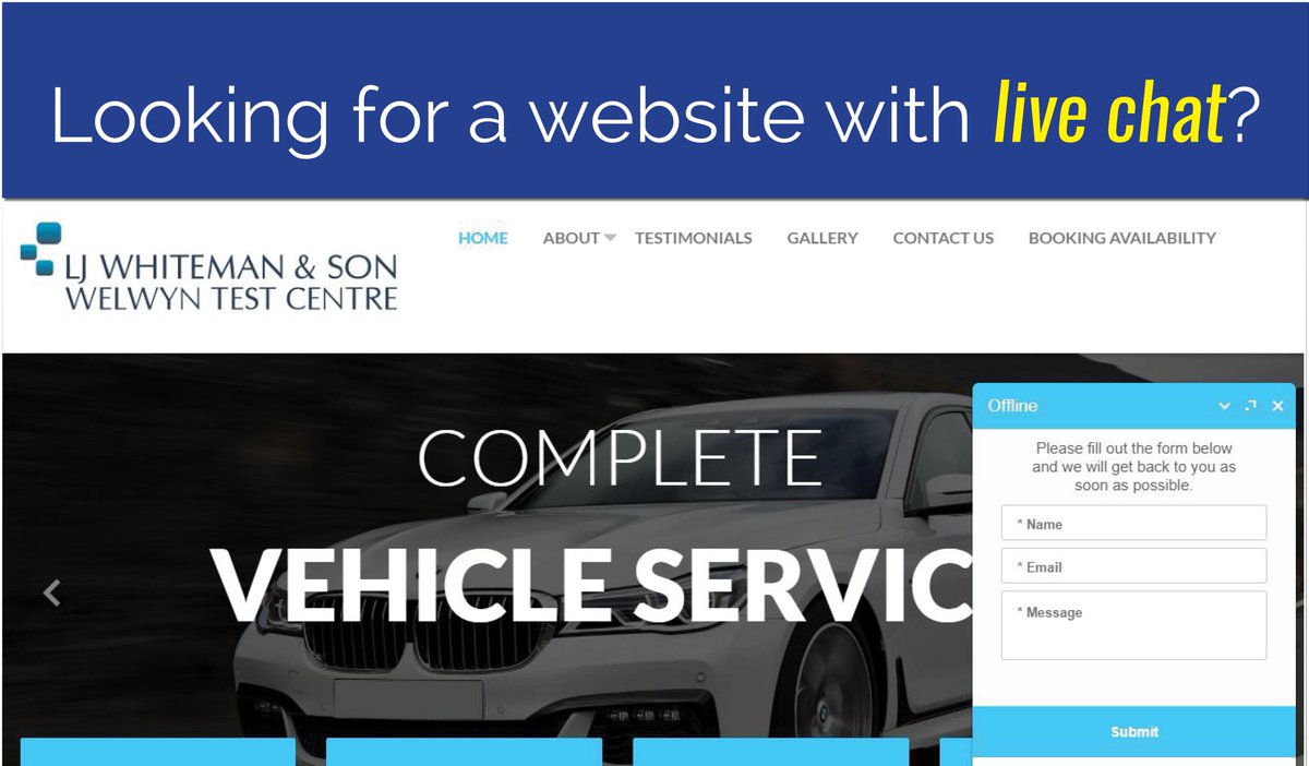 Sun_Networking's tweet image. Want a website that includes live chat? We've just completed one for our client, Welwyn Test Centre! Call us for a chat on 01707 445500