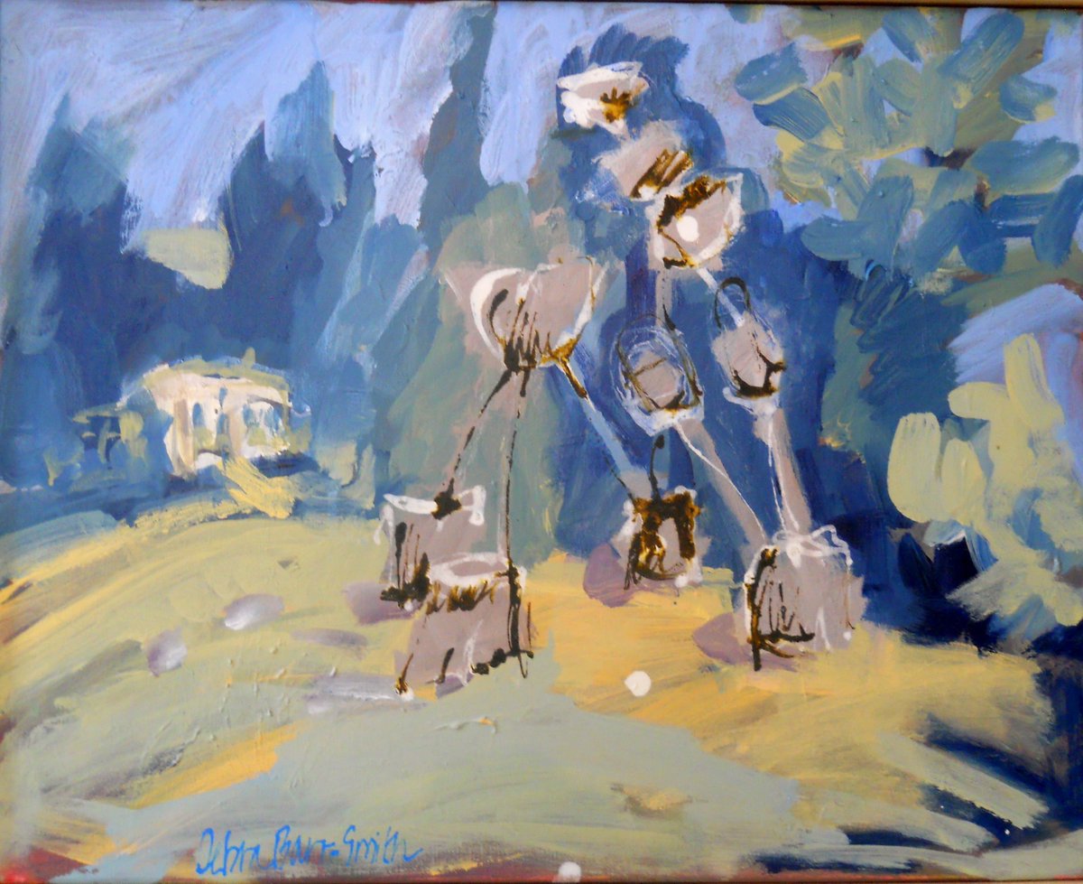 enchanted with childrens paintings at #riverhill house this afternoon. exhibiting in tango with #7oaksartclub. sculptures into paintings.