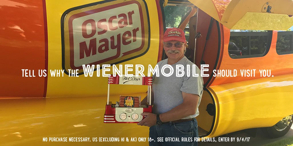 oscarmayer's tweet photo. Hot dog, another winner! Use #ForTheLoveOfHotDogs &amp; #Contest to tell us why the Wienermobile should visit you. Rules https://t.co/6hhw883qZ6 https://t.co/XpvtmXO1B5