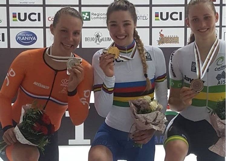 Zilveren medaille🥈 voor <a href="/mylenedezoete/">Mylene</a> op de scratch tijdens het WK baanwielrennen junioren in Montichiari (ITA) #Montichiari2017