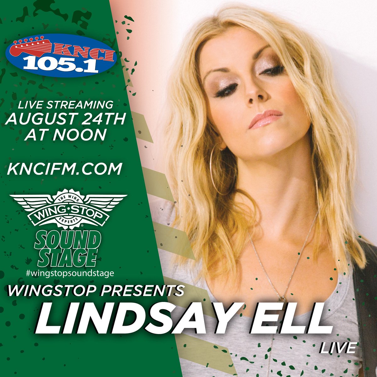 1051KNCI's tweet photo. .@lindsayell will be LIVE inside our @wingstop Sound Stage today at noon. #wingstopsoundstage
Watch HERE: https://t.co/WssnyAo2JY https://t.co/H6hEcKmSTO