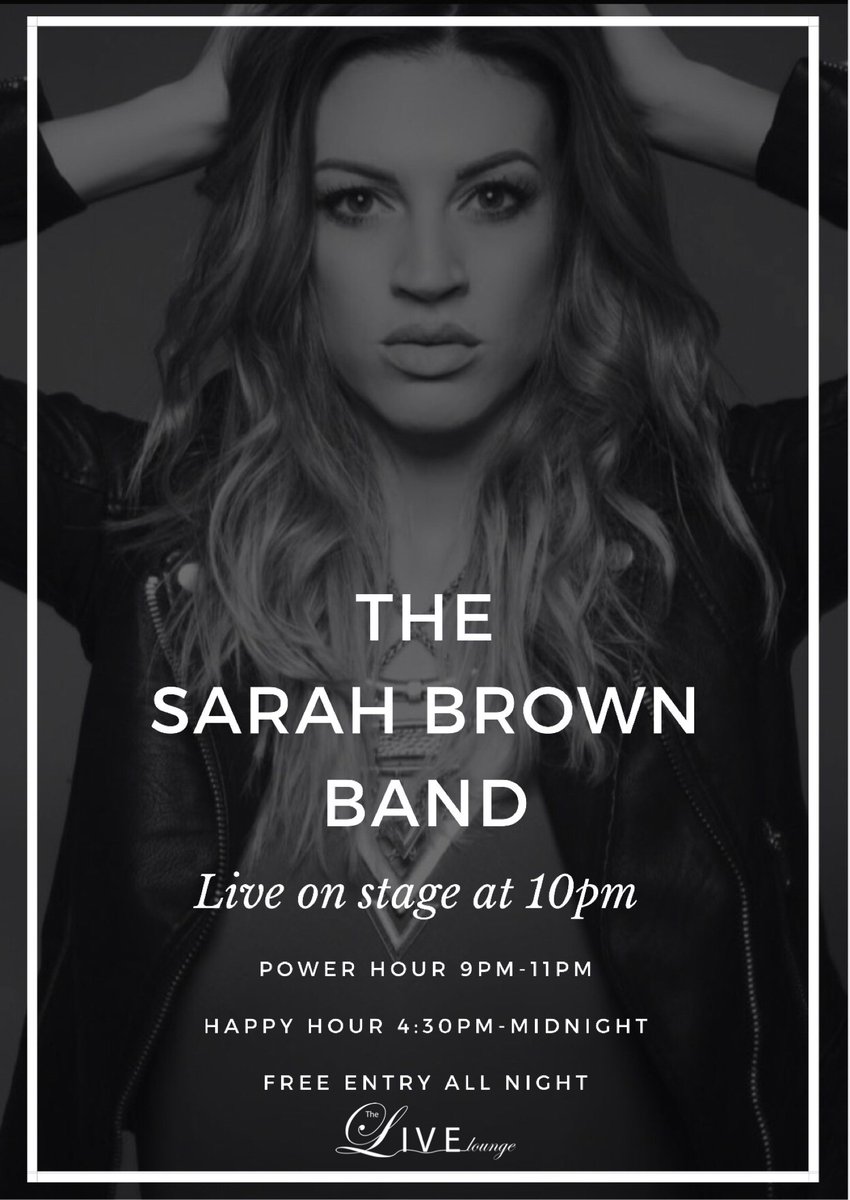 liveloungeCDF's tweet photo. #livemusic from The Sarah Brown Band #tonight from 10pm!
Power hour #deals 9-11pm &amp; #HappyHour #offers til midnight!
#FreeEntry! #Where2 https://t.co/WBe7HoRl7g