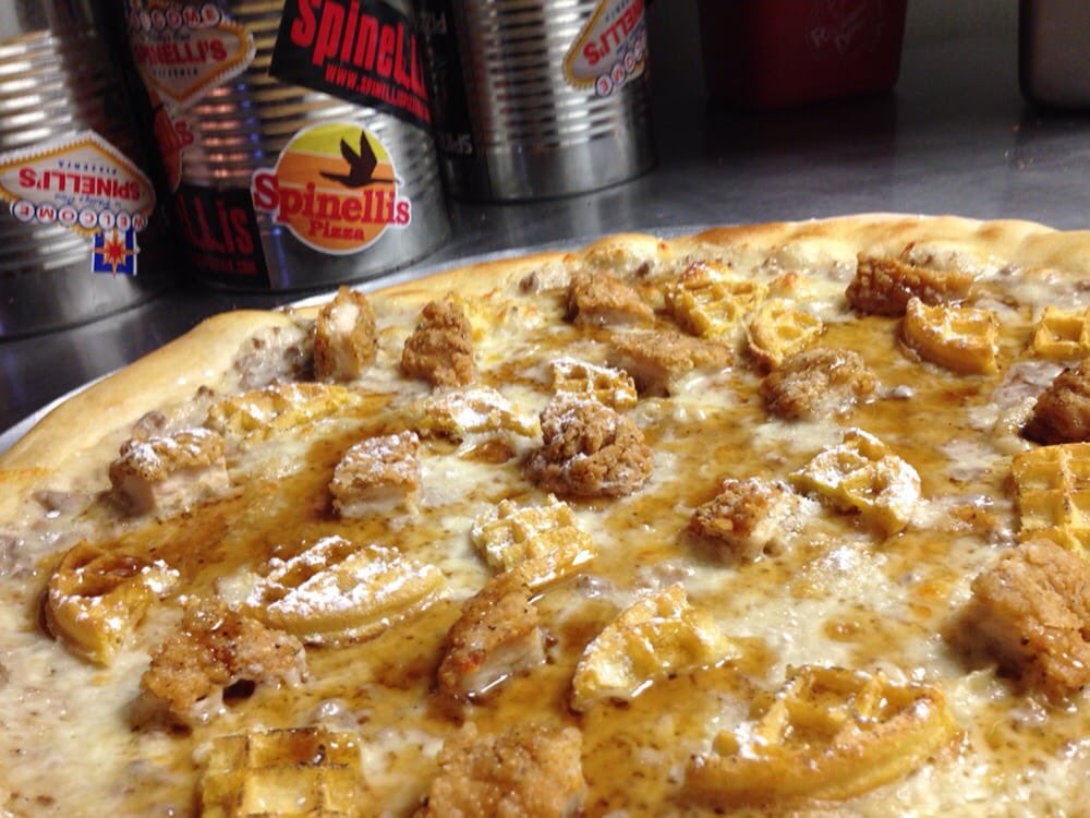spinellispizza7's tweet image. Order one of our Chicken and Waffle pizzas today for #nationalwaffleday. 🍕🍗