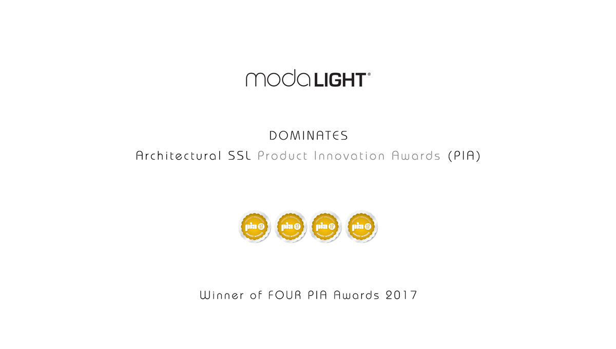 MODALight_US's tweet photo. Moda Technology prevails, bringing home FOUR 2017 PIA Awards! Now that's what we call #MODAvated! https://t.co/OUMnLkH5ht
