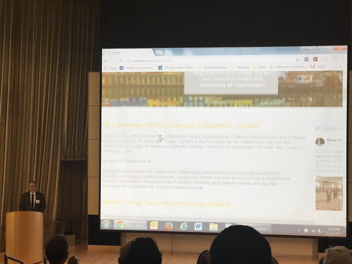 CopMich's tweet photo. Dr. Christian Fuglesang S. Jensen discussing the future of the Copenhagen Michigan Urological Collaboration at #CopMich17 https://t.co/XycJ8GrspP