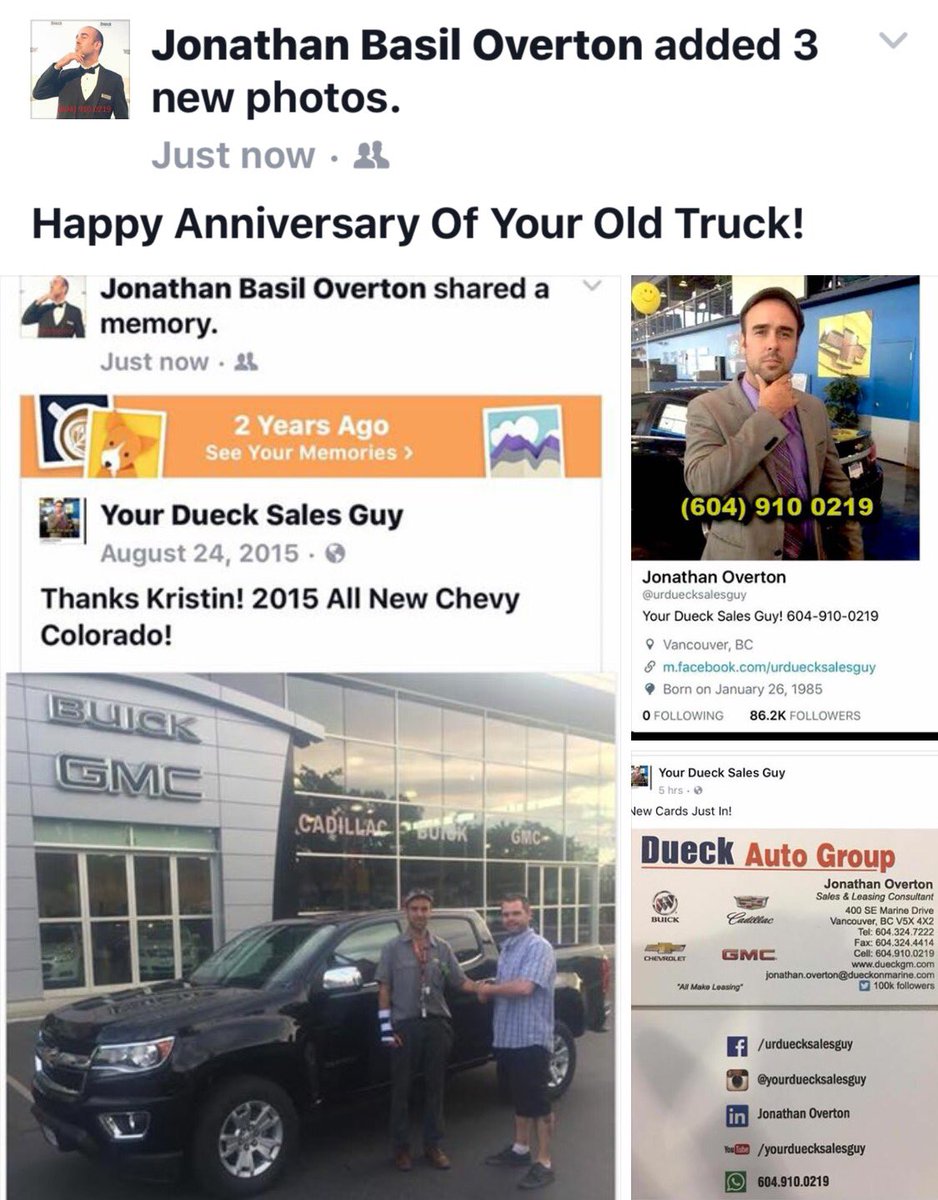 urduecksalesguy's tweet photo. #DueckThrowBackPost! #Happy #Anniversary! #TeamDueck #Just_Du_eck #Got_Dueck @Dueckgm @Chevrolet @Cadillac @Buick @ThisIsGMC @GMcanada #4col https://t.co/5QVS94JaFo