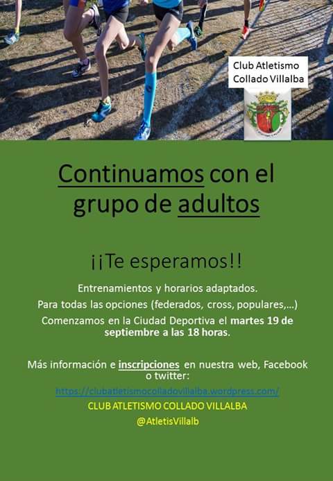 AtletisVillalb's tweet photo. Reanudamos el grupo de adultos. Inscríbete!!! https://t.co/LtPfbi3Jc1