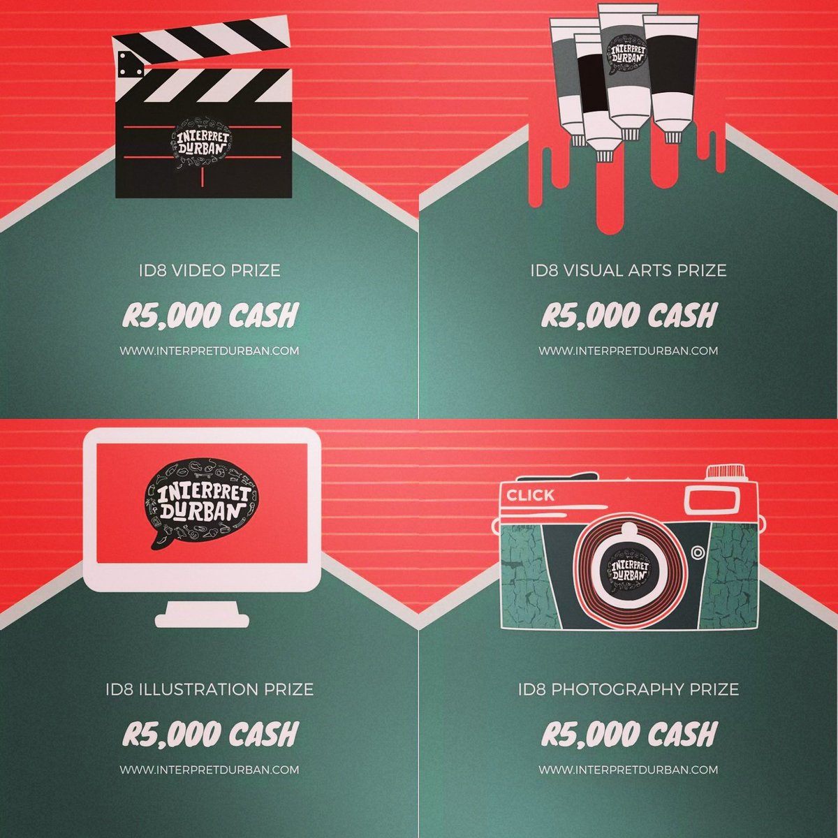 First round prizes announced #ID8 R5000 cash per category.