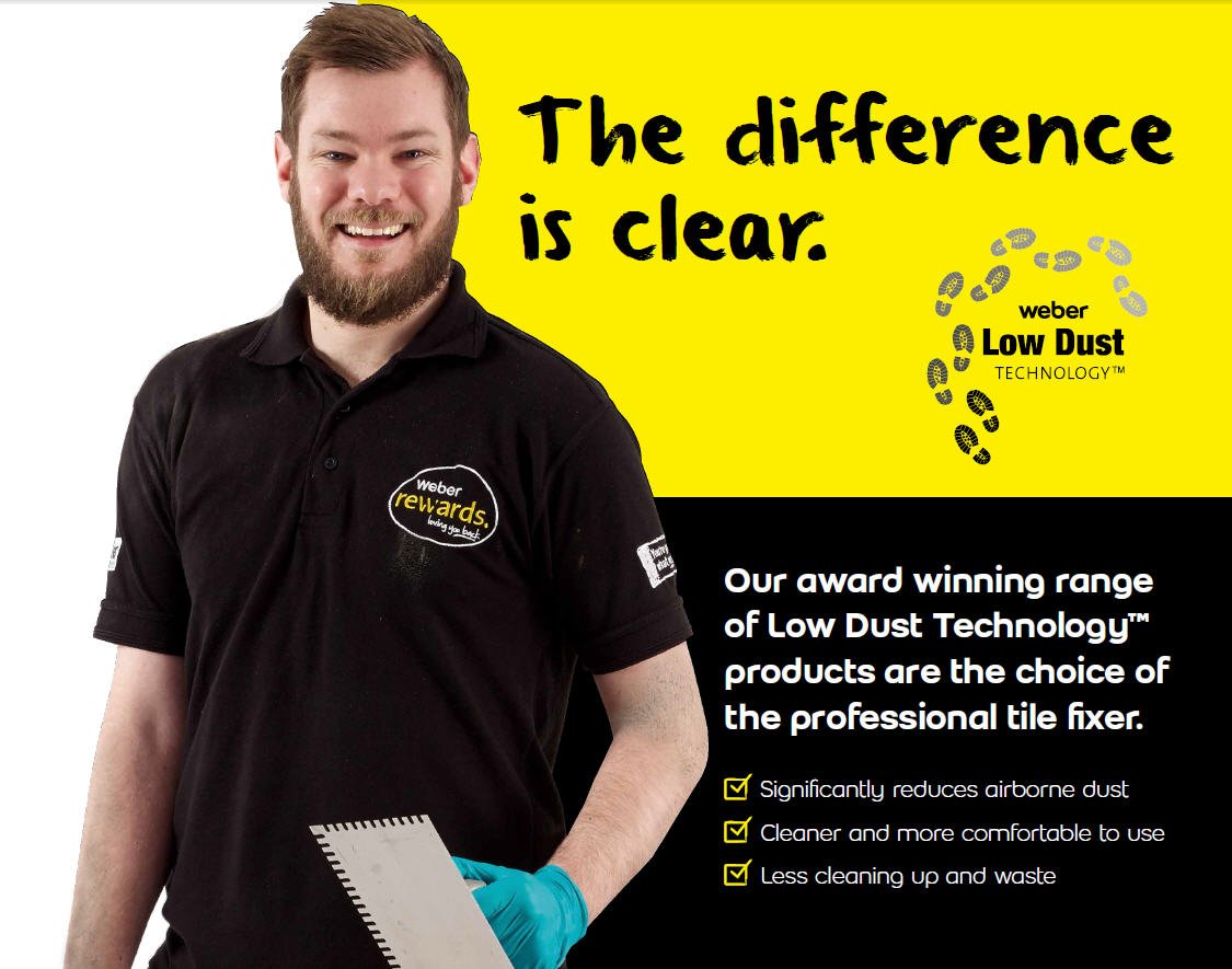 LoveWeber's tweet photo. Weber Low Dust Technology™…the difference is clear #LowDust #Tiling #Adhseive https://t.co/6Cyuo1oYh0 https://t.co/F9nrfXhQY9