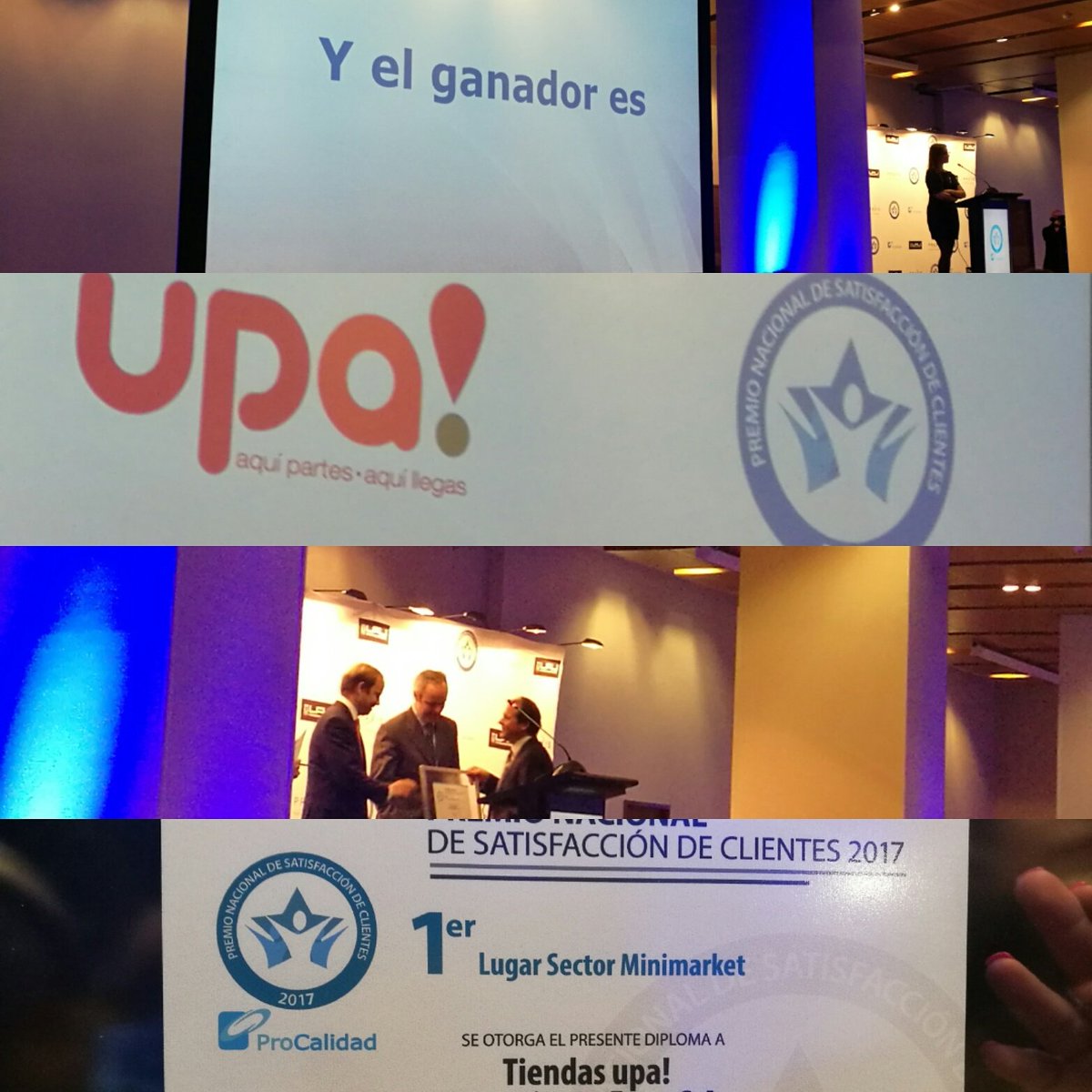 MarAzul1403's tweet photo. El servicio de las tiendas upa! ha sido reconocido por sus clientes con el premio #Procalidad como mejor servicio en tienda minimarket. https://t.co/4z4RzJLRYD