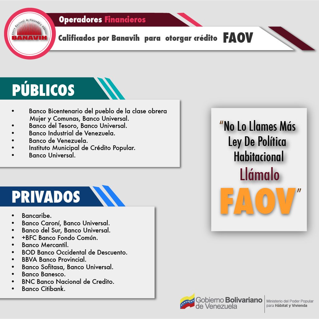 Banavihaldia's tweet photo. ¿Cuáles son los operadores financieros que están afiliados al FAOV? (Colocar la imagen de los Operadores afliados) https://t.co/v0U5lu131I