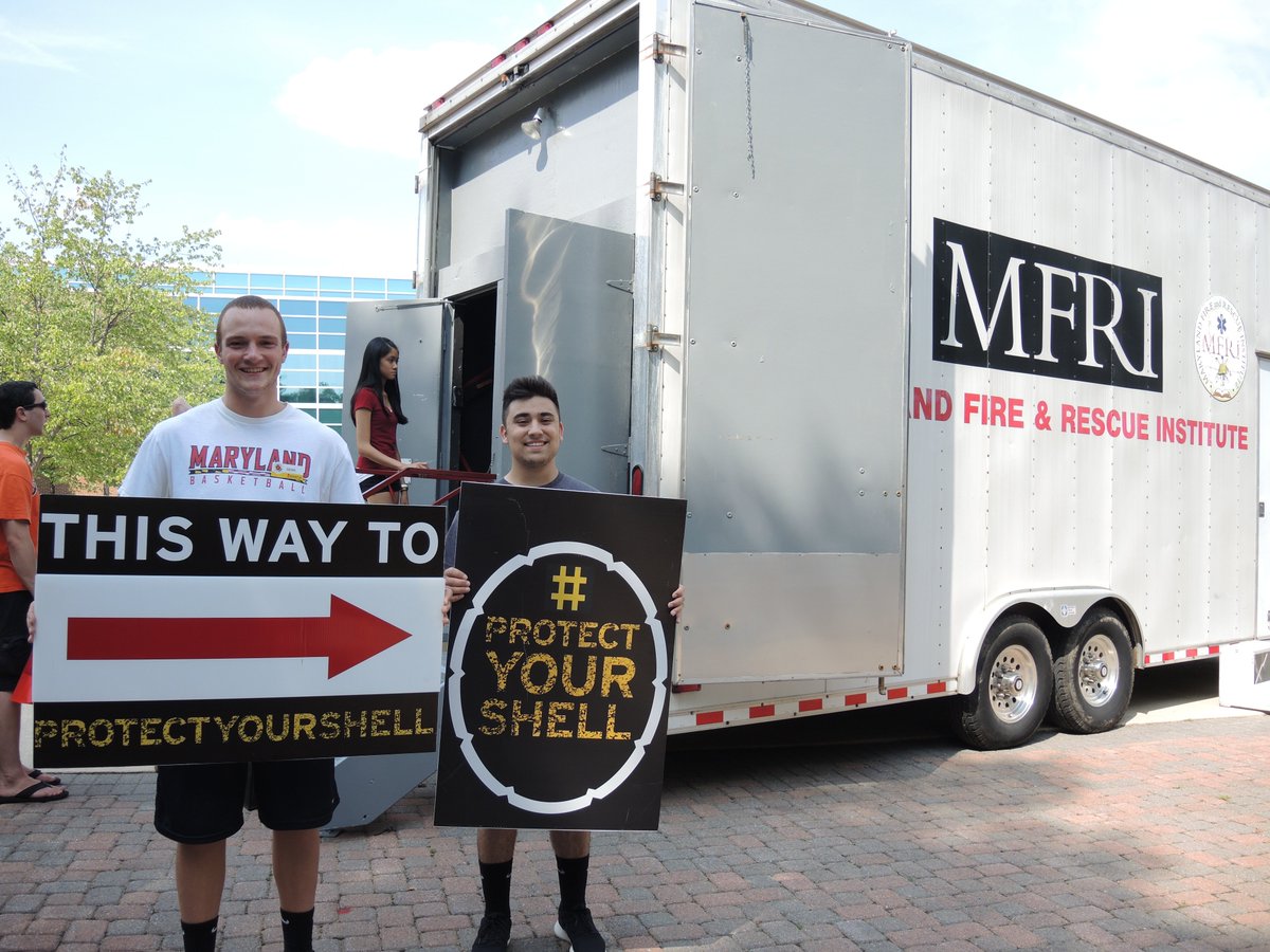 MFRI_UMD's tweet photo. #TBT - @UofMaryland #ProtectYourShell Day 2015! Looking forward to teaching freshman about fire safety on 8/26! @UMDReslife @PreparednessUMD https://t.co/HaZ9jmfERn