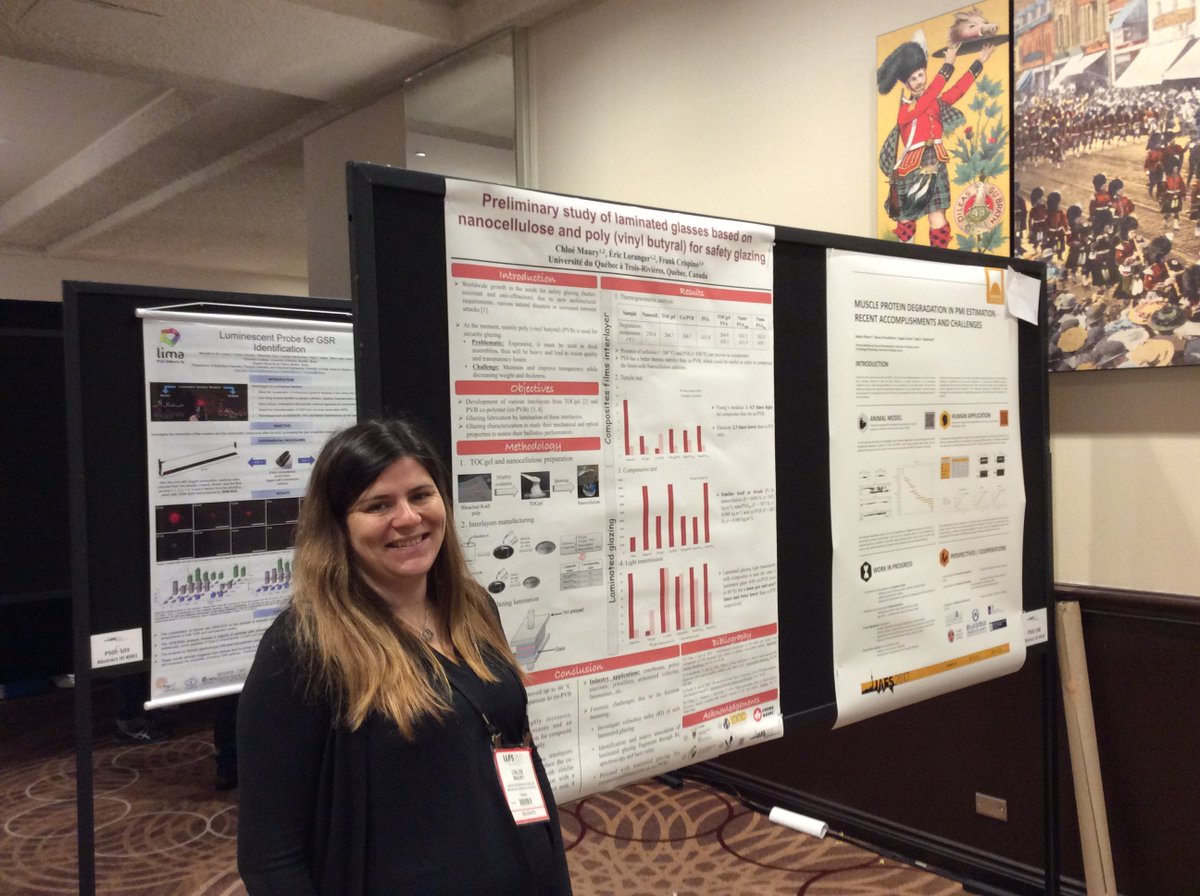 GRSF_UQTR's tweet photo. Poster par Chloé Maury, "Preliminary Study of Laminated Glasses Based on Nanocellulose and PVB for Safety Glazing" #IAFS2017LRC https://t.co/Z38YmFyJ7y