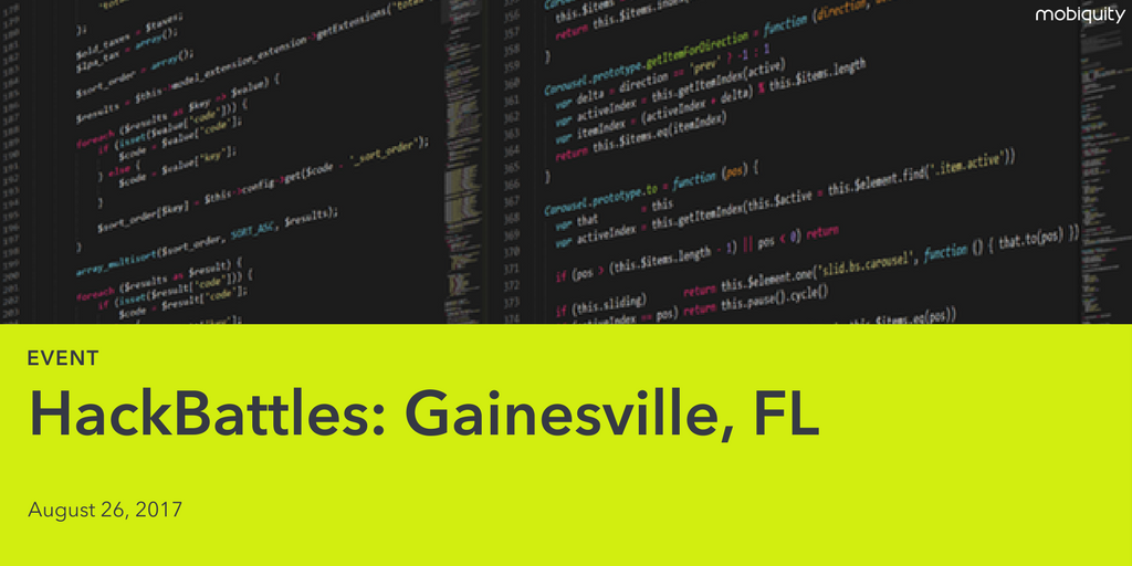 mobiquityinc's tweet image. We&apos;ll be thinking up exciting ways to improve the #GNV community at this weekend&apos;s #HackBattles event. bit.ly/2wvN6m1