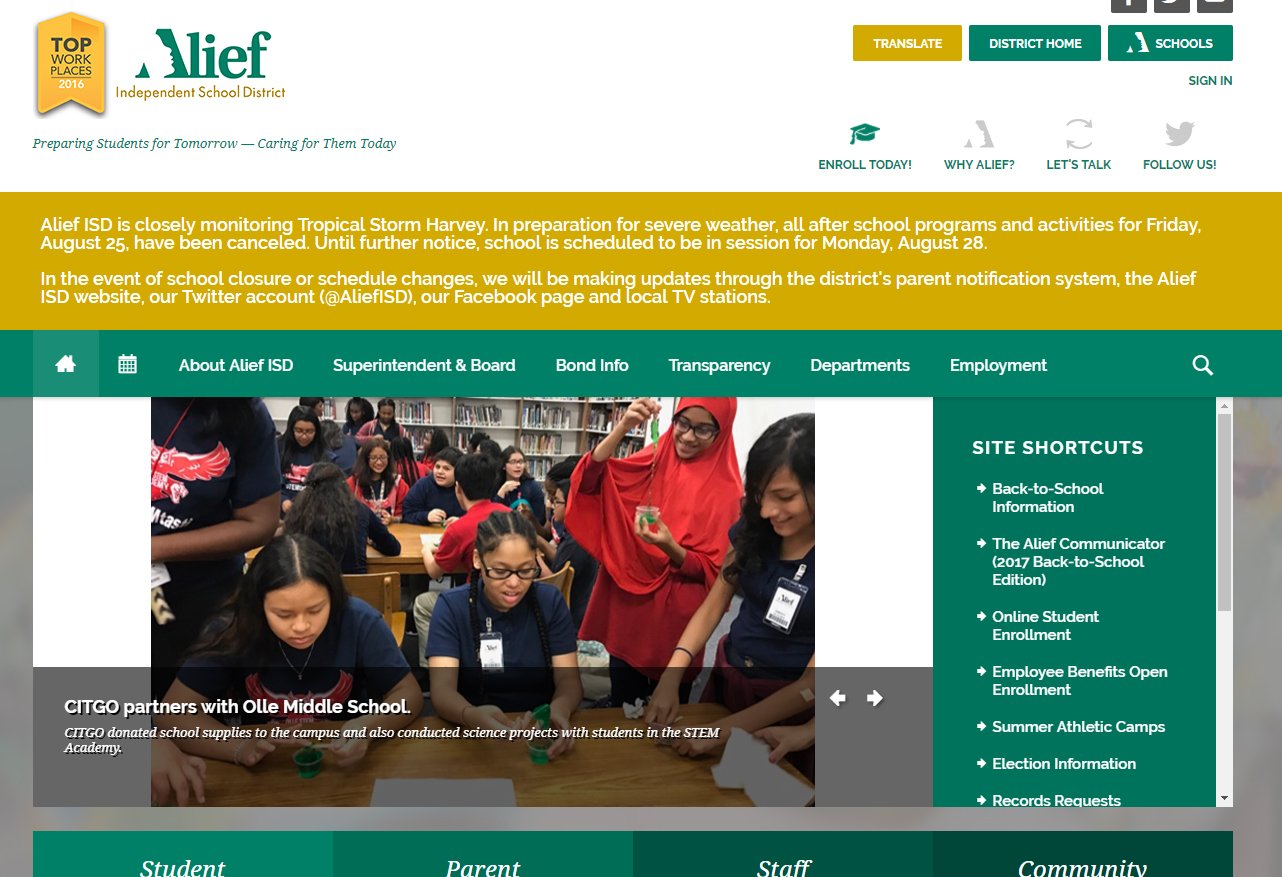 Alief ISD on Twitter "Check out the district website and check Twitter