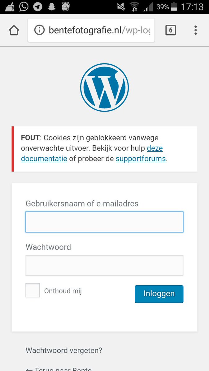 BentexMixy's tweet photo. @WordPress_NL Beste Wordpress, sinds vandaag krijg ik deze foutmelding bij het inloggen... Weten jullie wat het probleem is? https://t.co/60KKIte9w5