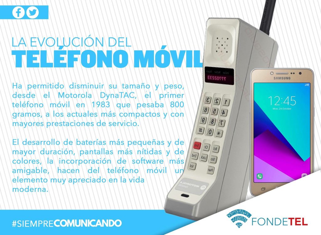 FondetelOficial's tweet photo. La evolución del teléfono móvil. #Fondetel #SiempreComunicando https://t.co/sDG90VzDbc