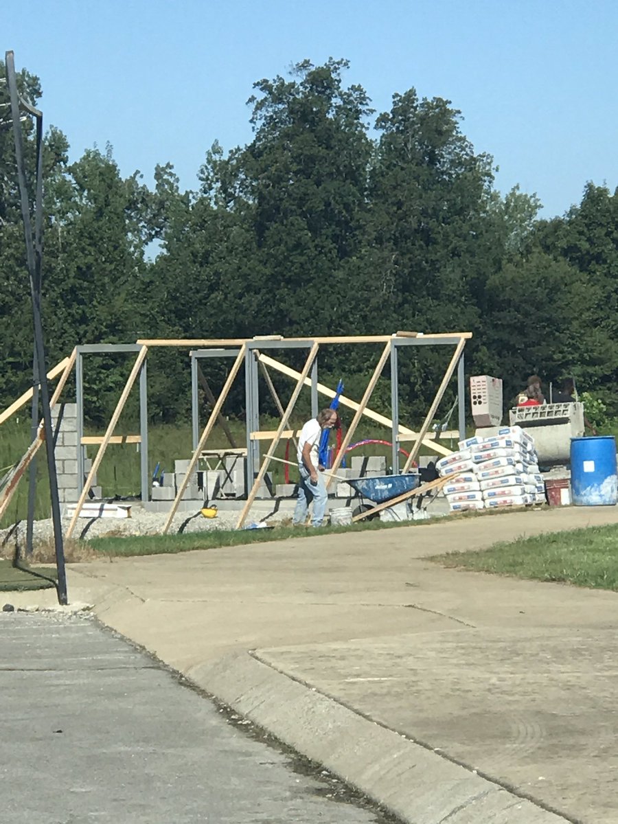 Construction underway for a new concession stand at EHHS! Looking great! #hcbest4kids