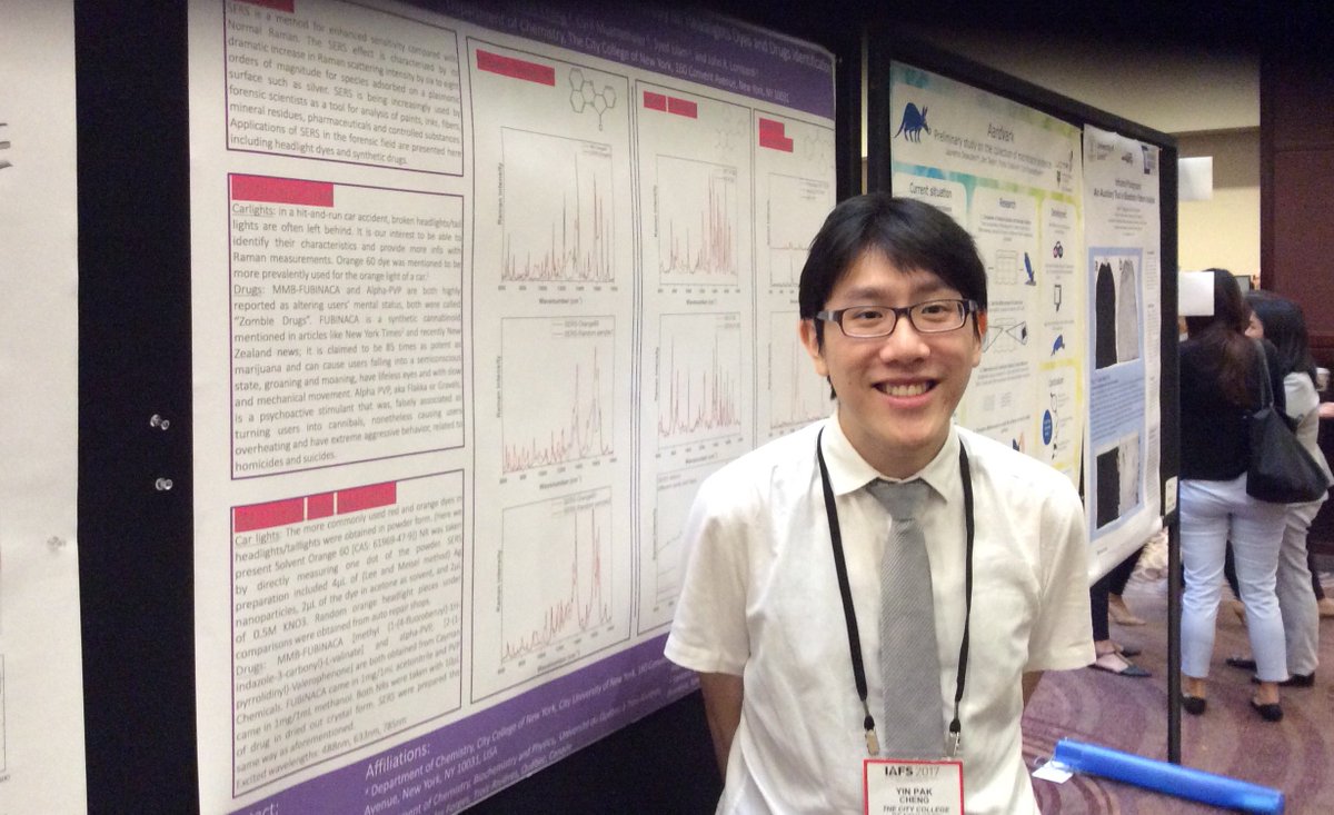 GRSF_UQTR's tweet photo. Poster par Yin Pak Cheng, "Applications of Surface-Enhanced Raman Spectroscopy on Headlights Dyes And Drugs Identification" #IAFS2017LRC https://t.co/6qxUhP2a6V