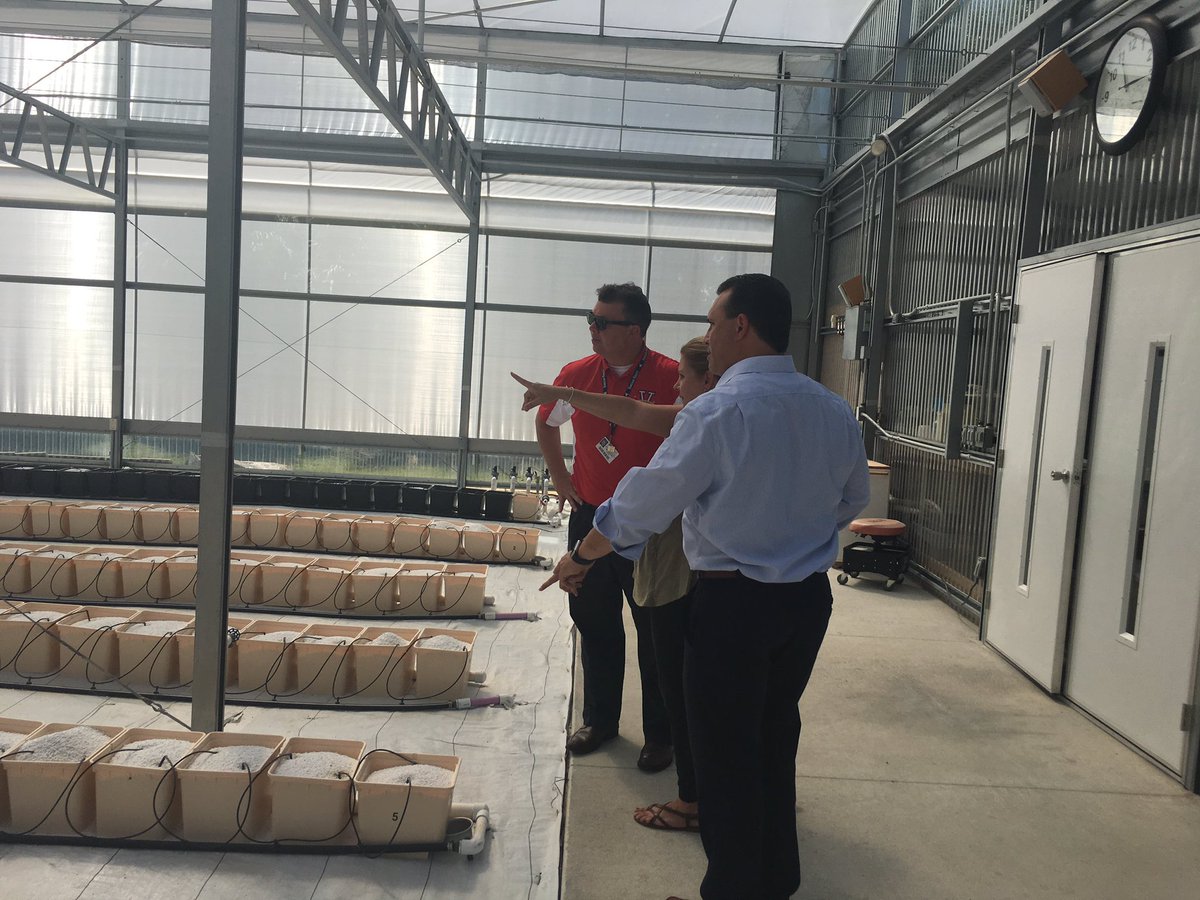 Visiting a local greenhouse with The Hospital District for a new greenhouse at Vanguard HS for Fitness and Nutrition for Schools.