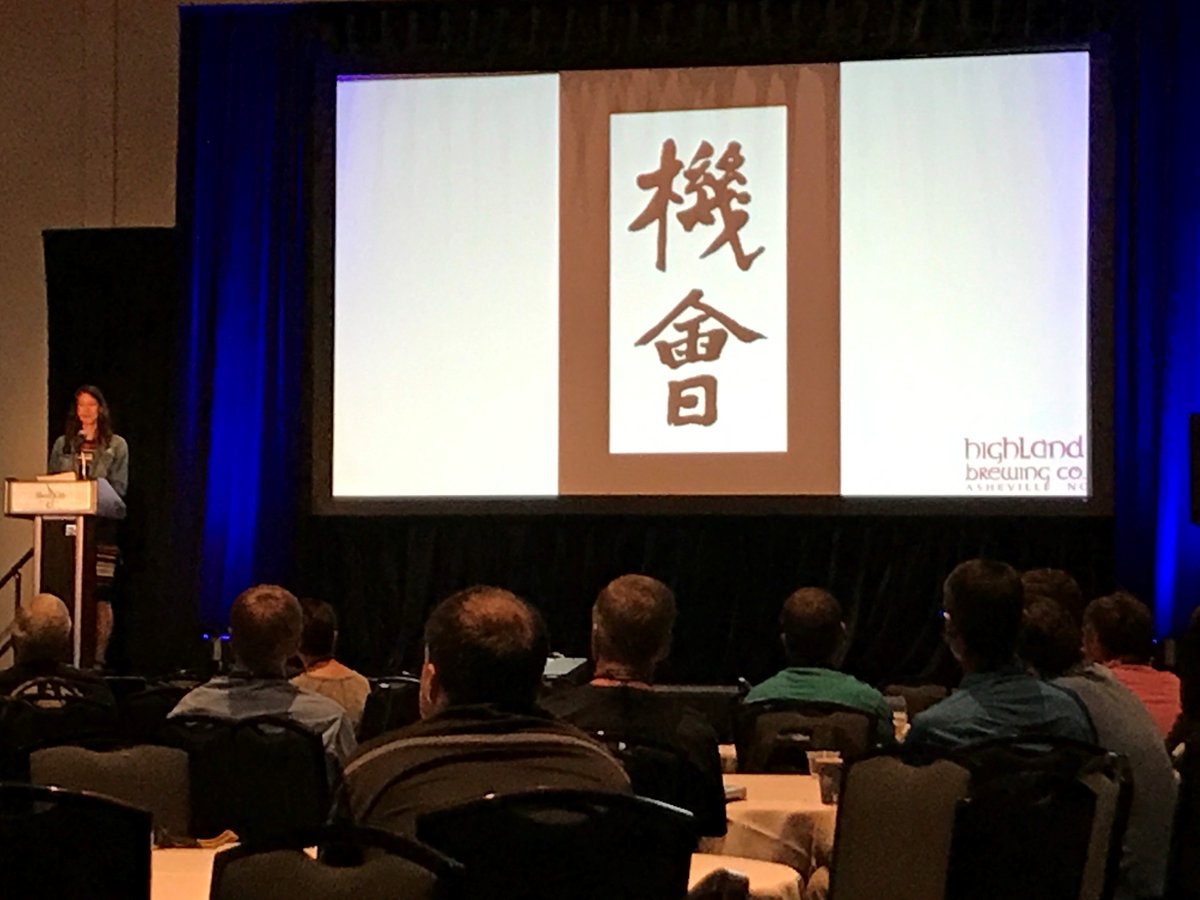.@southbrewconf keynote by <a href="/HighlandBrews/">Highland Brewing Co.</a> <a href="/LeahWongAshburn/">Leah Wong Ashburn</a> talks Chinese roots, facing risk (danger/opportunity) &amp; growth. #ThursdayThoughts
