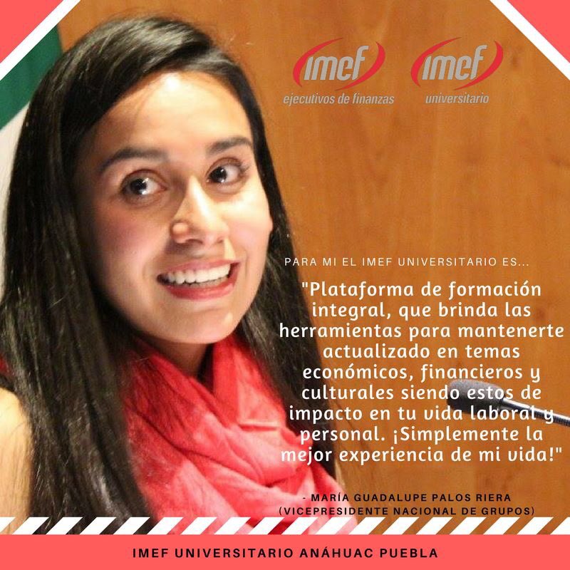 IMEFUAP's tweet photo. La Vicepresidenta Nacional de Grupos, Guadalupe Palos nos camparte que representa para ella el IMEF Universitario. https://t.co/aehMjj6U6Z