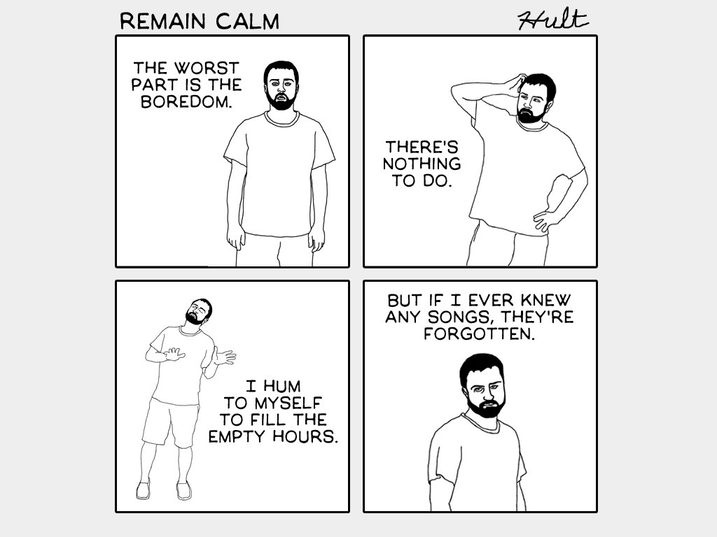 RemainCalmComic's tweet image. Remain Calm #4. Hum. #webcomic #comics #cartoon #remaincalm #music #boredom
