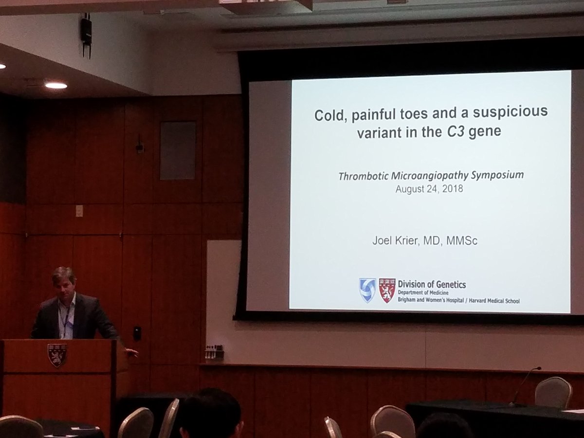 aHUSAllianceAct's tweet photo. Dr. Joel Crier presents at #TMAboston Topic #genetics and thrombotic microangiopathy.  C3 gene &amp; #familial #genome https://t.co/E2TNPgn9a4