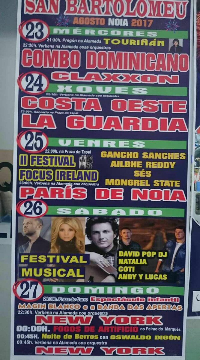 costaoesteorq's tweet photo. La fiesta sigue... ✨🎉
Hoy nos vemos en ➡️ #Noia en las fiestas de San Bartolomeu con el #ALoLocoTour 🔥¡Qué nadie falte! https://t.co/5WVf1UXw1f