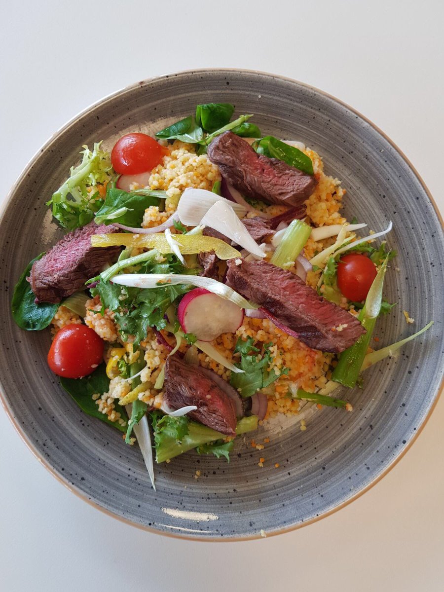 DawnPowell19's tweet photo. Summer on a plate!! 
Rump steak served on tri coloured couscous with a citrus dressing!  @JonWhittle1  @jamiextyrrell @debbie_noakes https://t.co/HauHqpCkGG
