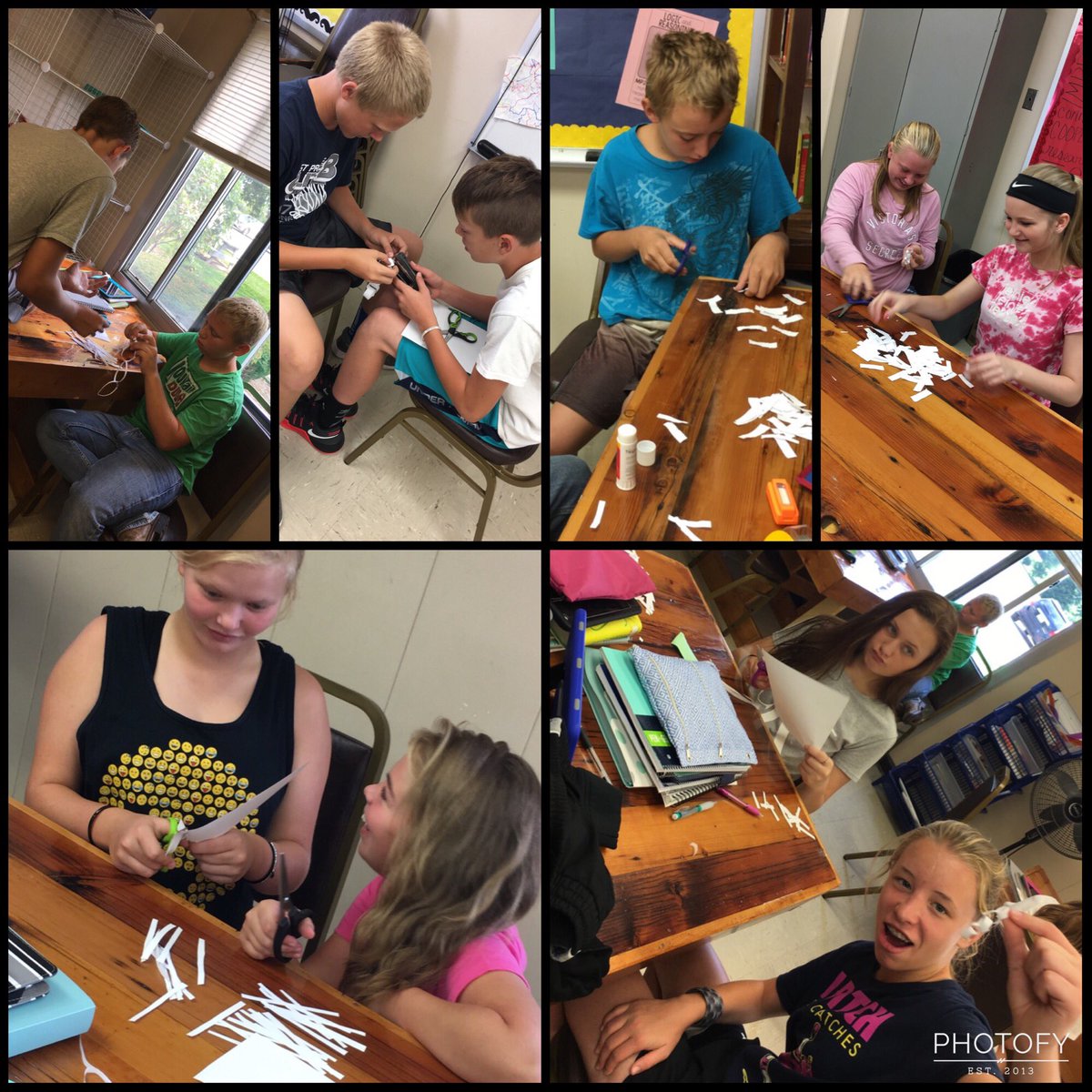 lorreek's tweet photo. Who can make the longest chain with 1 piece of paper?! #teamwork #problemsolving #perseverance #wpmschat https://t.co/cYBD227RcL